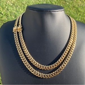 18k Gold Plated Miami Cuban Link Chain Necklace 8mm 20” 22” 24”  Men’s Women’s